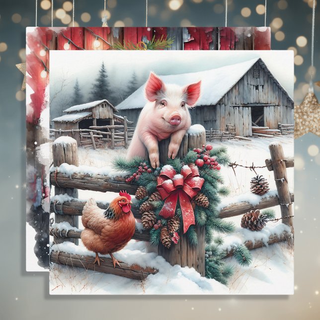 Cute Pig and Chicken Christmas Farm Personalized (Creator Uploaded)