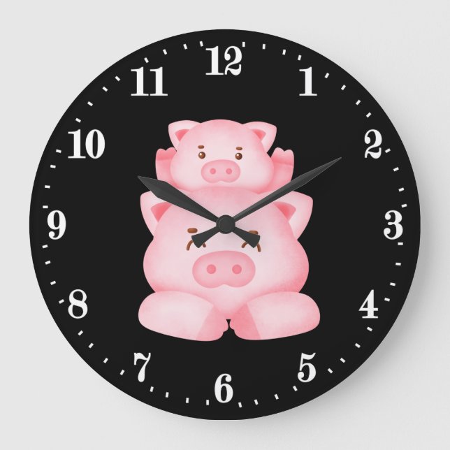 cute pig animal enthusiasts large clock (Front)