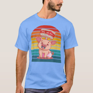 Cute Pig Baby For Vegetarian And Vegan Women Retro T-Shirt