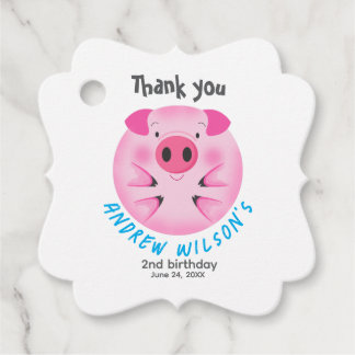 Cute Pig Ball Rustic Farm Party Animal Favor Tags
