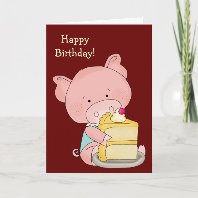 Cute Pig Birthday Card (Front)