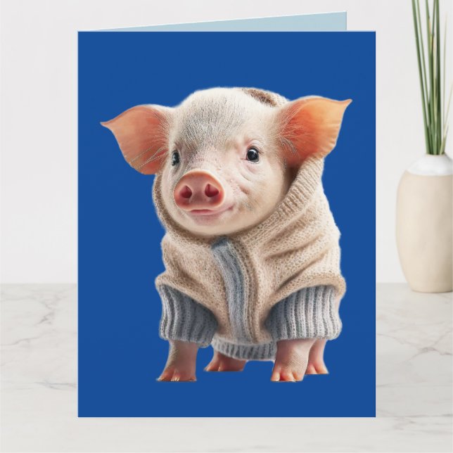 CUTE PIG BIRTHDAY GREETING CARD (Front)