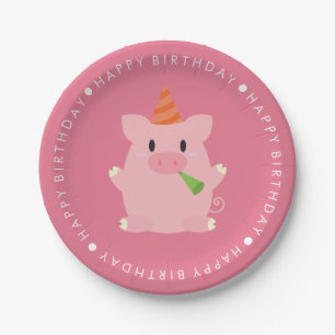 Cute Pig Birthday Party Paper Plates