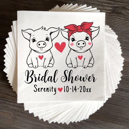 Cute Pig Bride Groom Country Farm  Bridal Shower Napkins