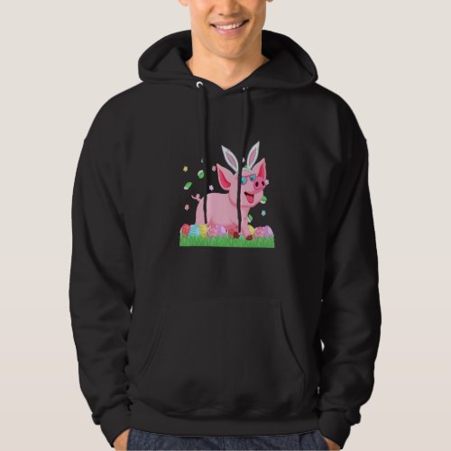 Cute Pig Bunny Egg Hunting Egg Happy Easter Day Hoodie
