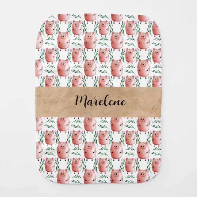 Cute Pig Burp Cloth – Farm Animal Baby Accessory (Front)