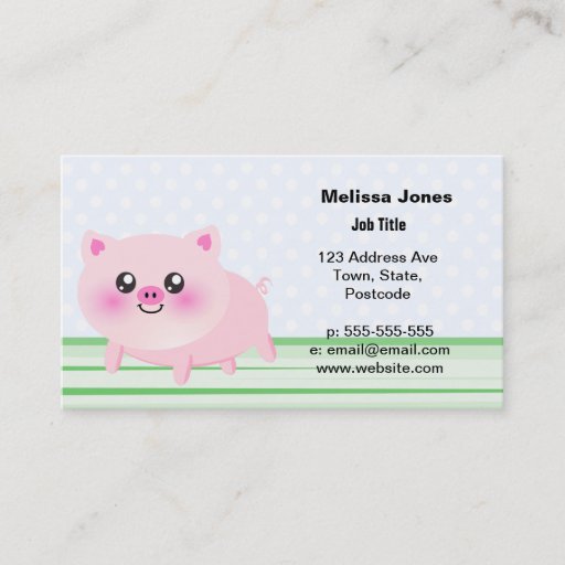 Customizable Cute pig cartoon business cards