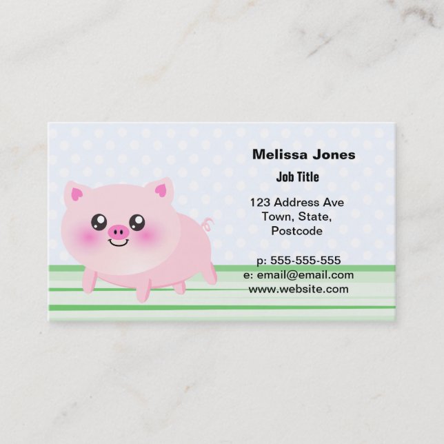 Cute pig cartoon business card (Front)