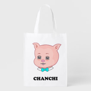 Cute Pig Cartoon Grocery Bag