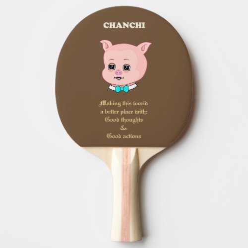 Cute Pig Cartoon Ping Pong Paddle