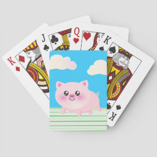 Cute pig cartoon poker cards
