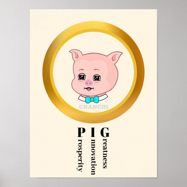 Cute Pig Cartoon Poster (Front)