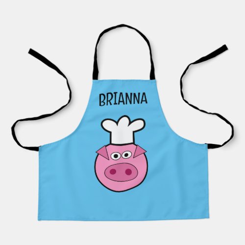 Cute pig chef cartoon small kitchen apron for kids