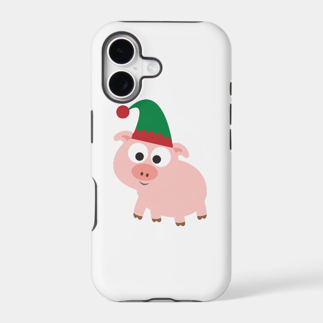Cute Pig Christmas Elf Iphone Case (Back)