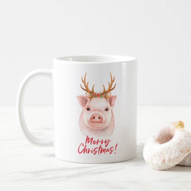 Cute Pig Christmas Mug (With Donut)