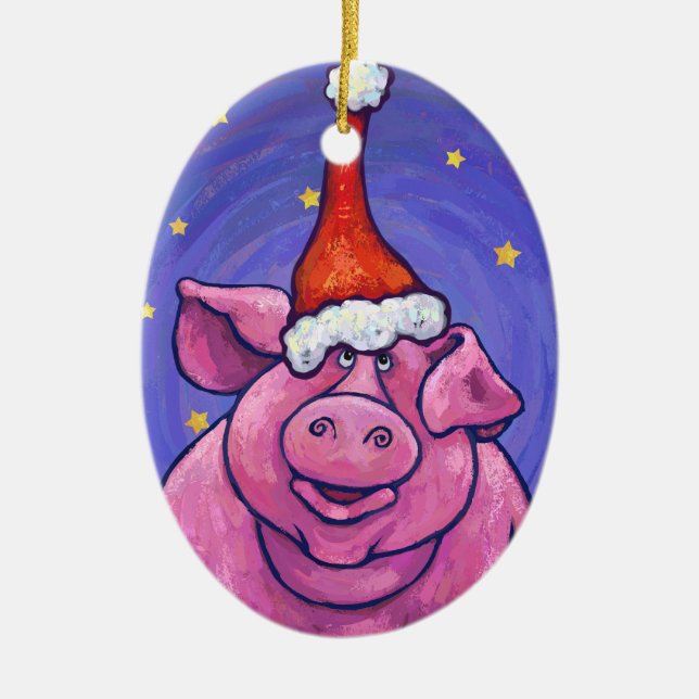Cute Pig Christmas Ornament (Front)
