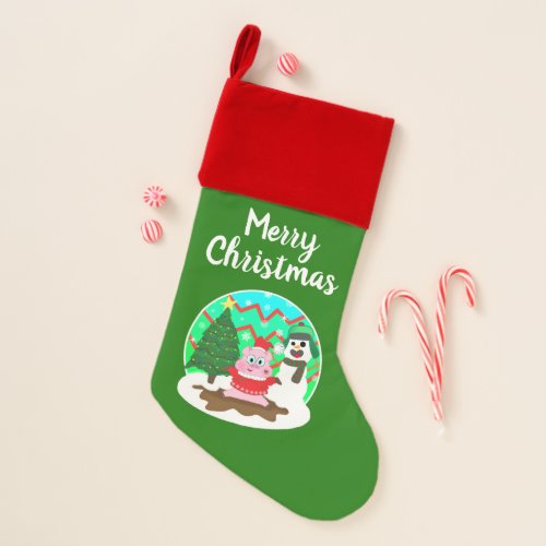 Cute pig christmas stocking