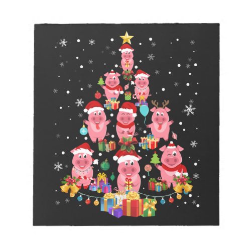 Cute Pig Christmas Tree With Ornament Xmas Merry P Notepad