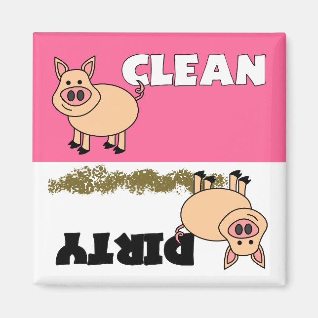 Cute Pig Clean / Dirty Dishwasher Magnet (Front)
