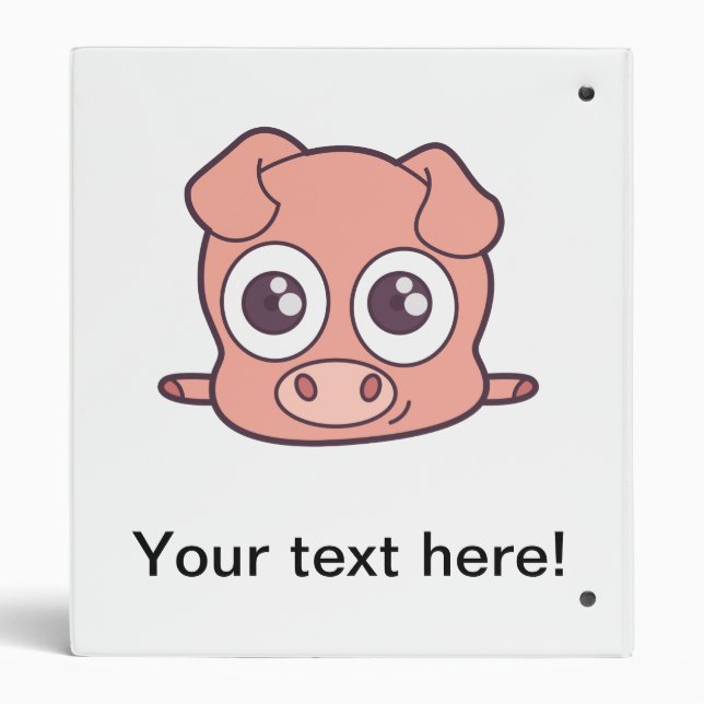 Cute pig clipart 3 ring binder (Back)
