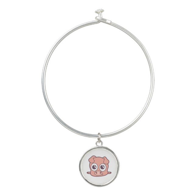 Cute pig clipart bangle bracelet (Front)
