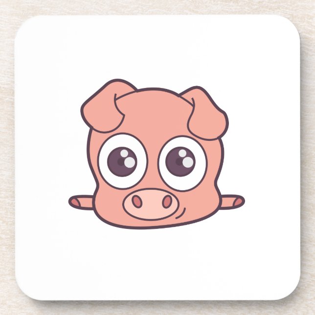 Cute pig clipart beverage coaster (Front)