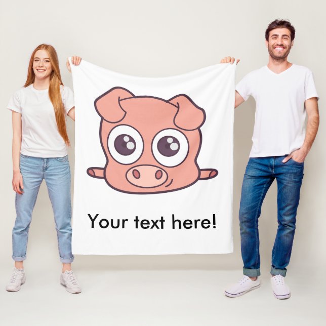 Cute pig clipart fleece blanket (In Situ)