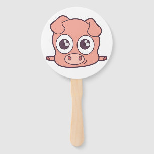 Cute pig clipart hand fan