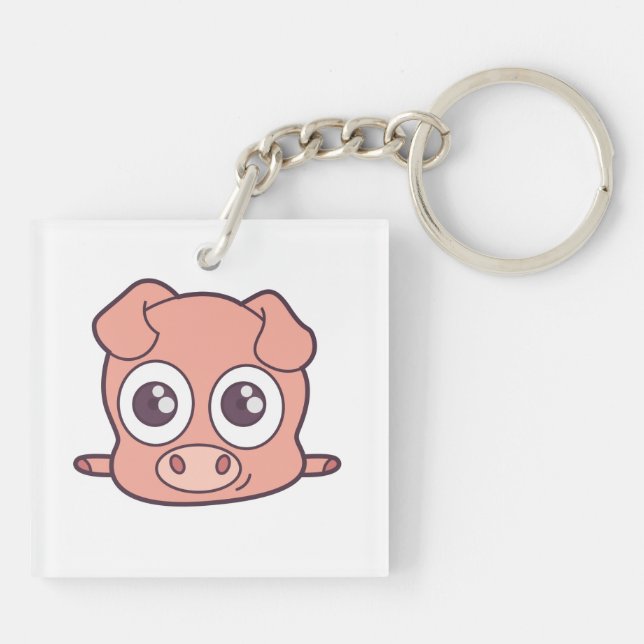 Cute pig clipart keychain (Back)