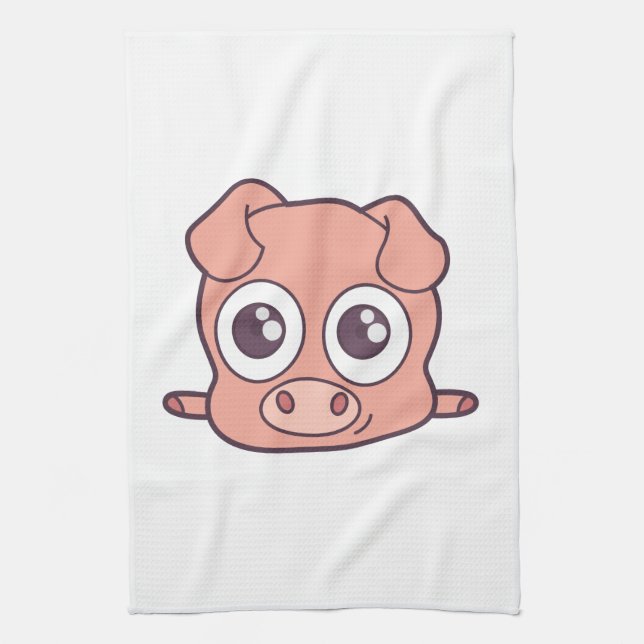 Cute pig clipart kitchen towel (Vertical)