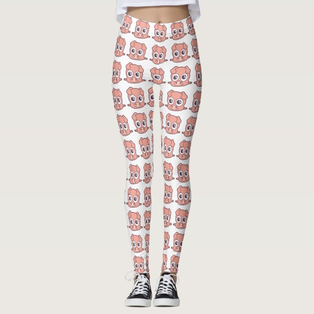 Cute pig clipart leggings (Front)
