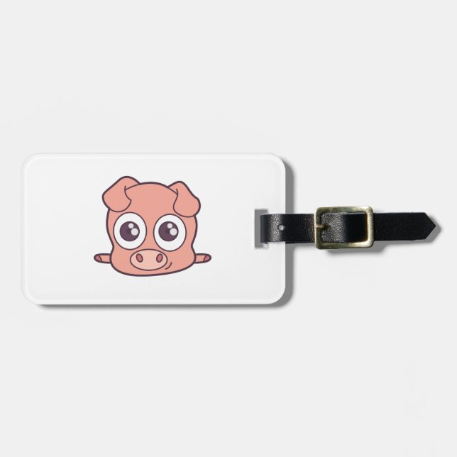 Cute pig clipart luggage tag (Front Horizontal)