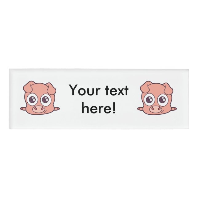 Cute pig clipart name tag (Front)