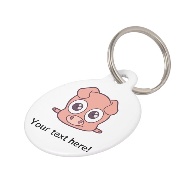 Cute pig clipart pet ID tag (Side)