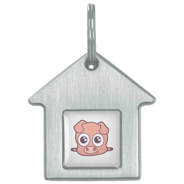 Cute pig clipart pet ID tag (Front)