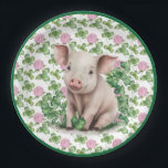 Cute Pig & Clover | St Patrick's Day Paper Plates<br><div class="desc">These St Patrick's Day paper plates feature a cute watercolored pig surrounded by a border of purple clover.</div>