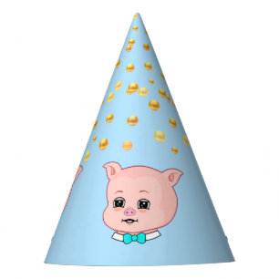 Cute Pig & Confetti Party Hat
