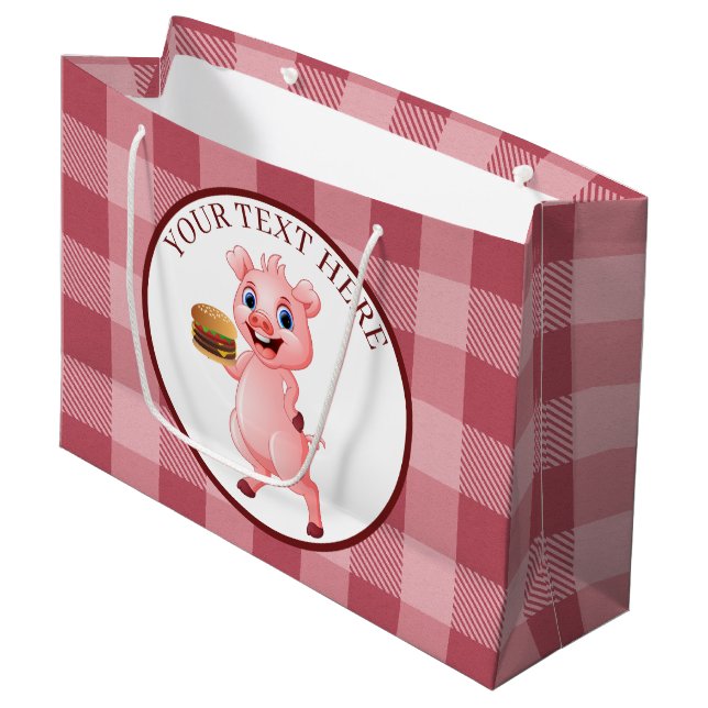 Cute pig cookout party large gift bag (Front Angled)
