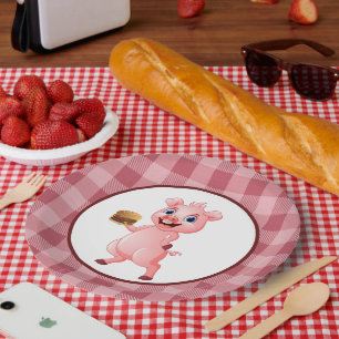 Cute pig cookout party paper plates