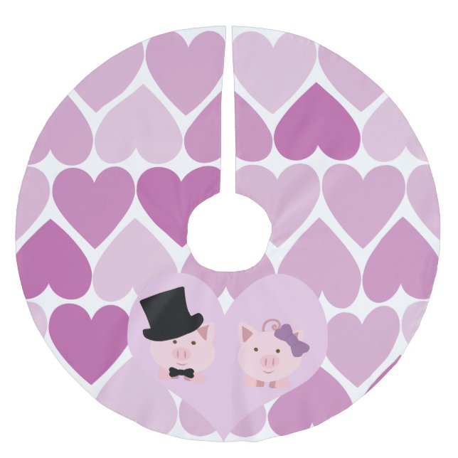 Cute Pig Couple Brushed Polyester Tree Skirt (Front)