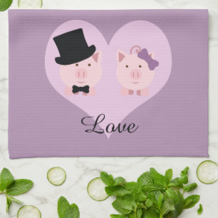 Cute Pig Couple Kitchen Towel
