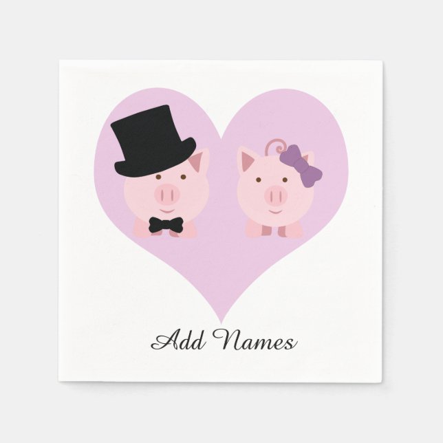 Cute Pig Couple Napkins (Front)