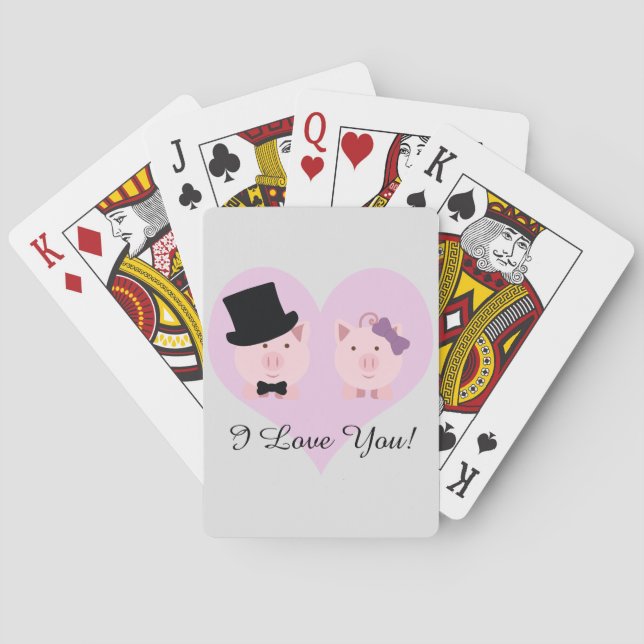Cute Pig Couple Poker Cards (Back)