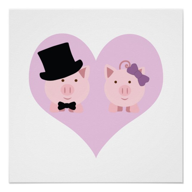 Cute Pig Couple Poster (Front)