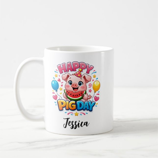 Cute Pig Day Mug – Adorable Pig Lover (Left)