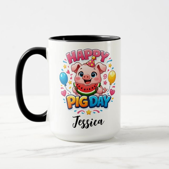 Cute Pig Day Mug – Adorable Pig Lover (Left)