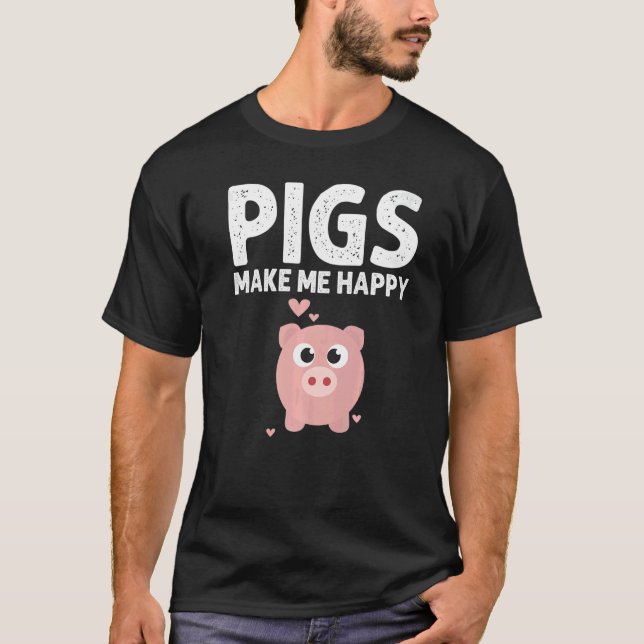 Cute Pig Designs For Men Women  Farming Animal Pig T-Shirt (Front)