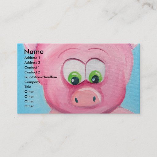 Customizable CUTE PIG FACE BUSINESS CARDS