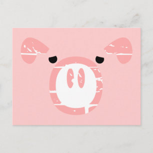Cute Pig Face illusion. Postcard