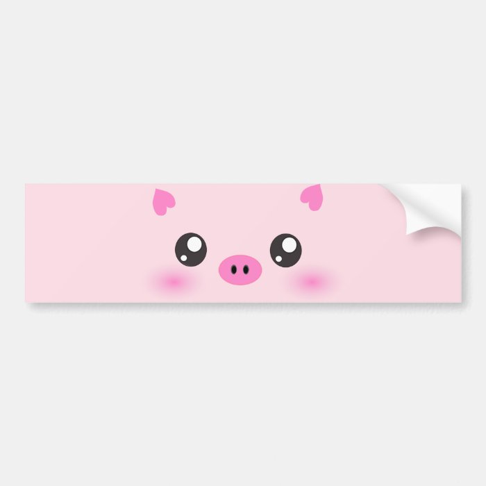 Cute Pig Face   kawaii minimalism Bumper Stickers